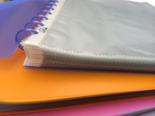Bio style notebooks with recycled covers, bio-degradable discs and white 90gsm paper